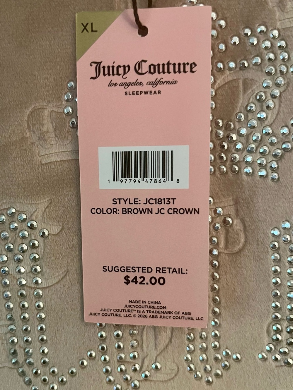 JUICY COUTURE Women's Brown Loungewear Set (Size: XL) Keychain & Earrings Bundle - Picture 7 of 7